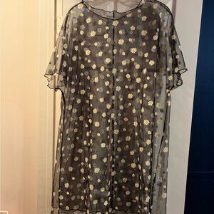 SHEIN Curve 4X worn once Floral Sheer Black Dress